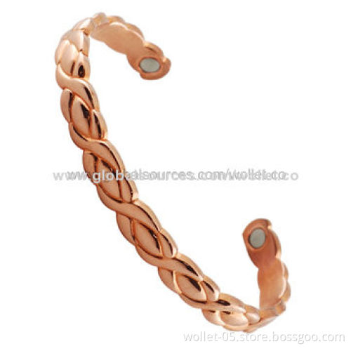2014 Hot Selling Feminine Bangle, Made of Copper and Magnet, ODM and OEM Designs are Accepted